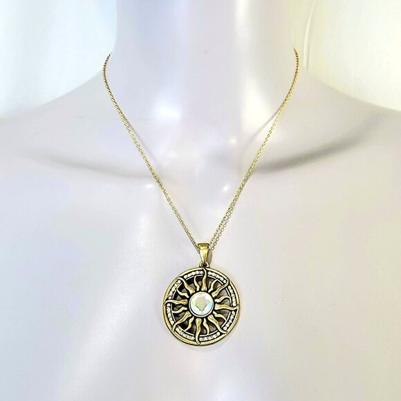 Sun Pendant Necklace Crystal Gold Adjustable Chain Women Jewelry New Clasp Gift - Picture 2 of 12
